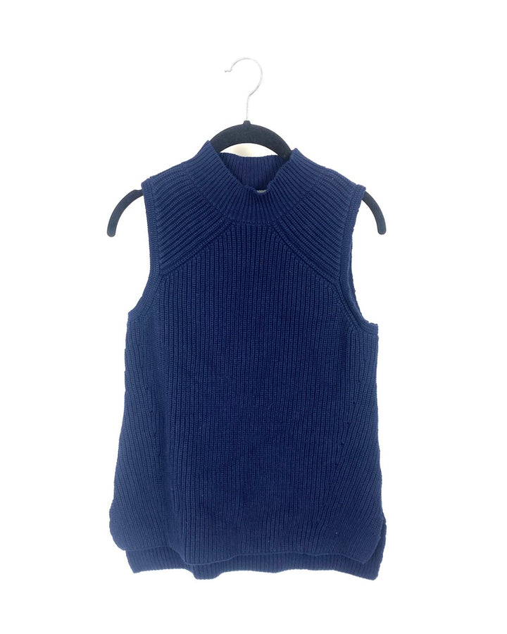 Sleeveless Navy Blue Sweater - Small