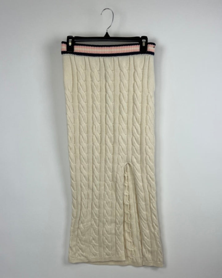 White Cable Knit Skirt - Small