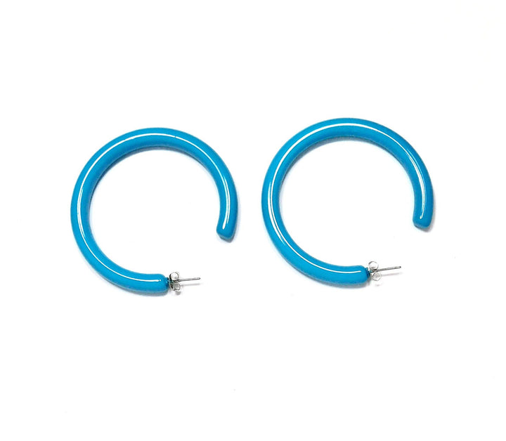 Light Blue Hoop Earrings - The Fashion Foundation - {{ discount designer}}