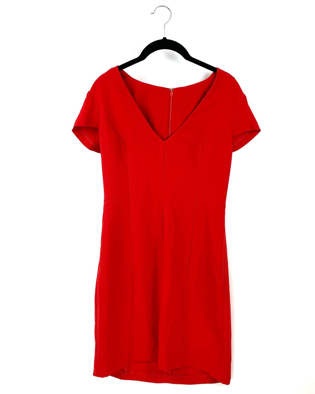 Red Deep V-Neckline Dress - Small