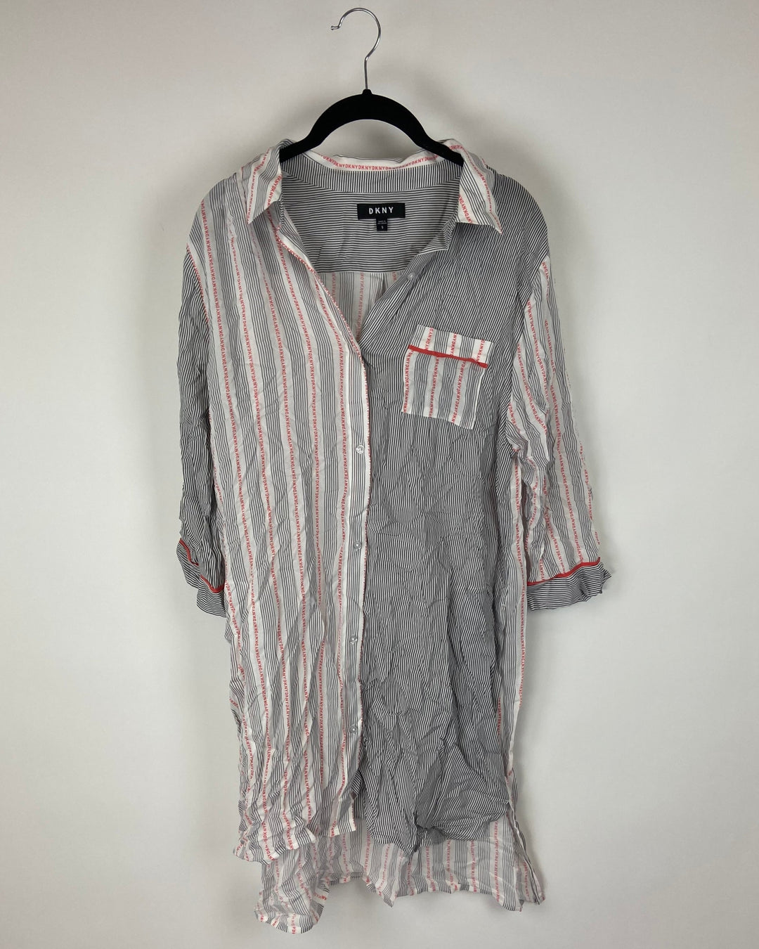 Black And White Striped Button Up Nightgown - Small