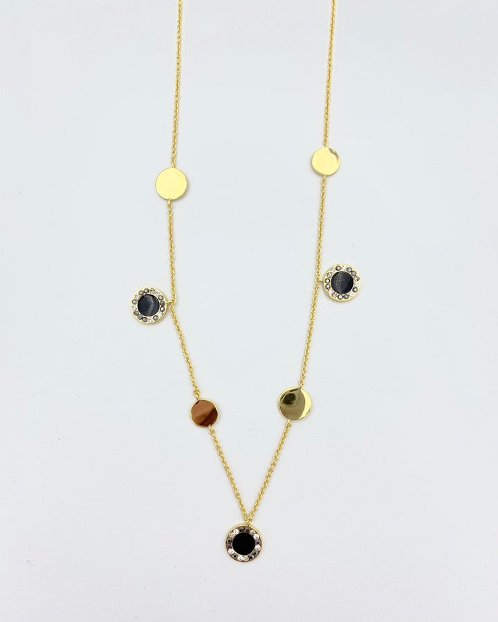 Black and Crystal Charm Necklace