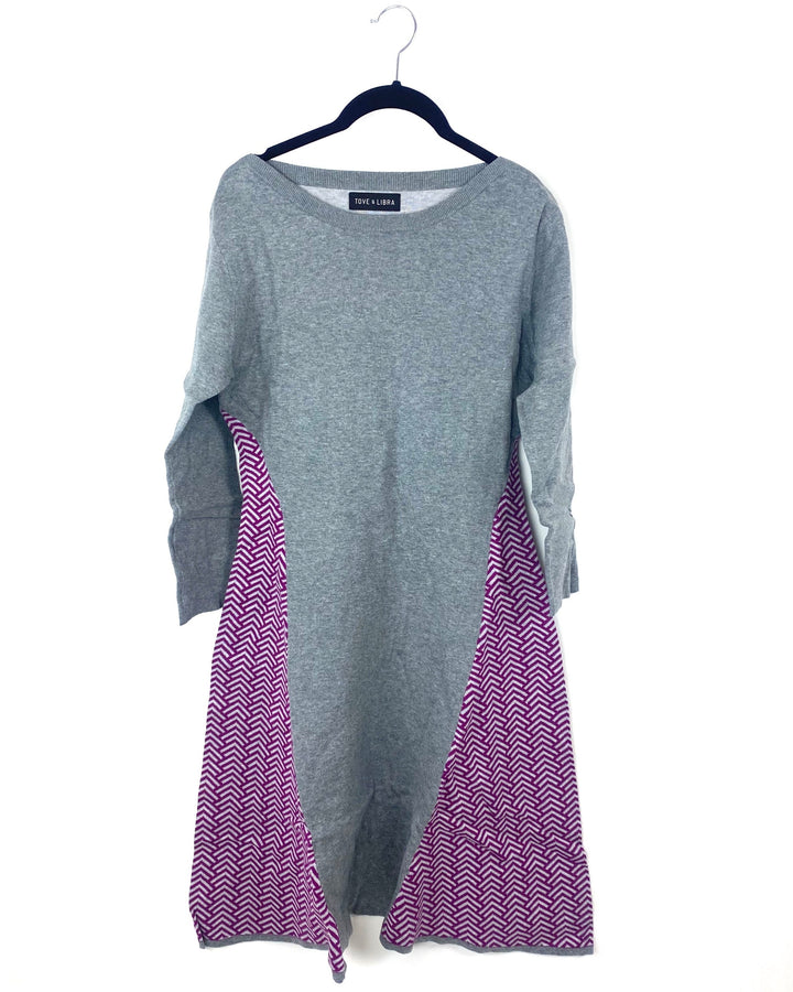 Fit And Flared Gray And Purple Dress - Size 2, 4, 6 and 8