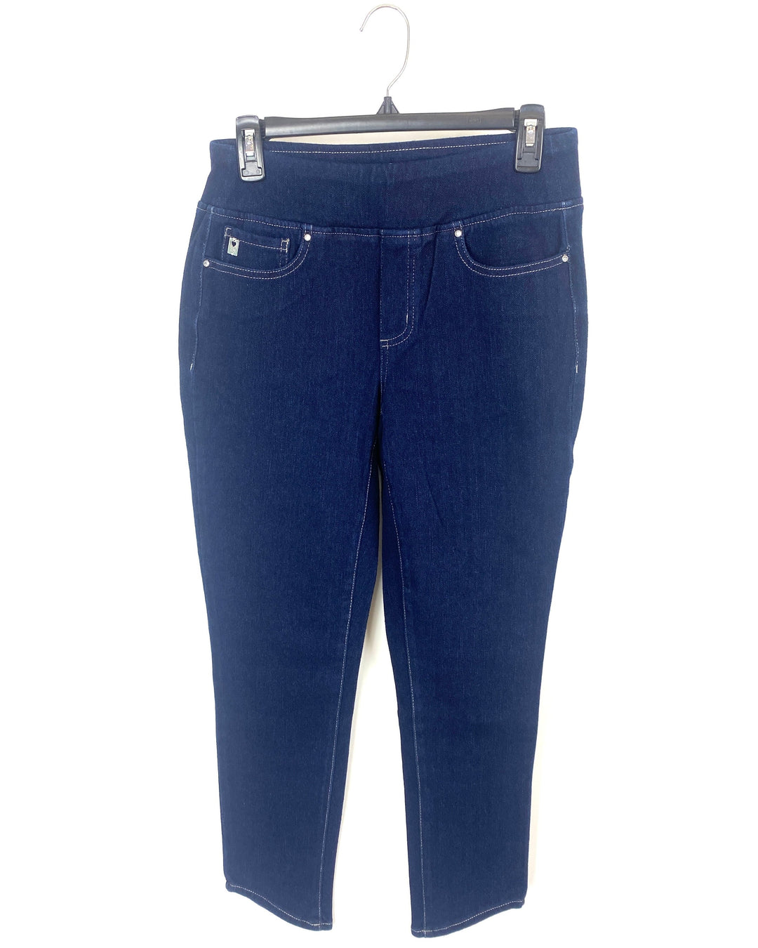 Dark Blue Wash Jeans With Slanted Ends   - Size 6/8