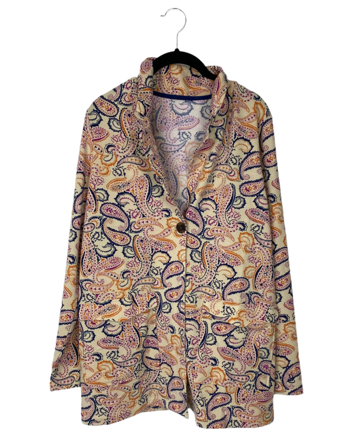 Colorful Paisley Printed Cardigan - Size 10/12