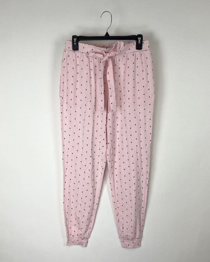 Pink Striped Printed Pajama Pants - Small