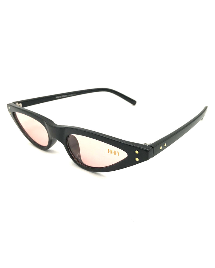 Black and Pink Slim Lens Sunglasses