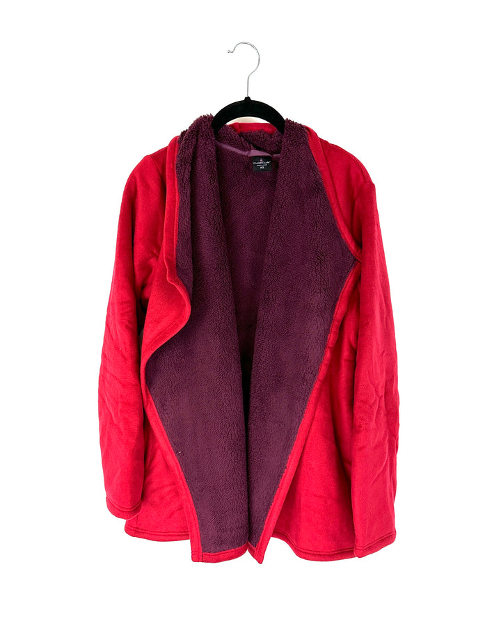Red Fleece Cardigan - Extra Small And Medium
