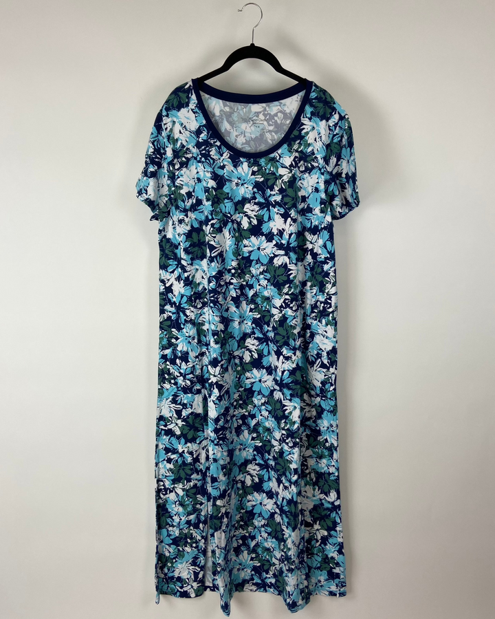 Blue and Green Floral Maxi Dress - Size 2/4, 6/8 and 18/20