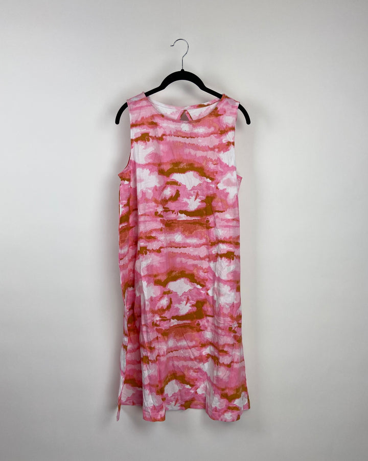 Pink Watercolor Print Sleeveless Dress - Size 6/8
