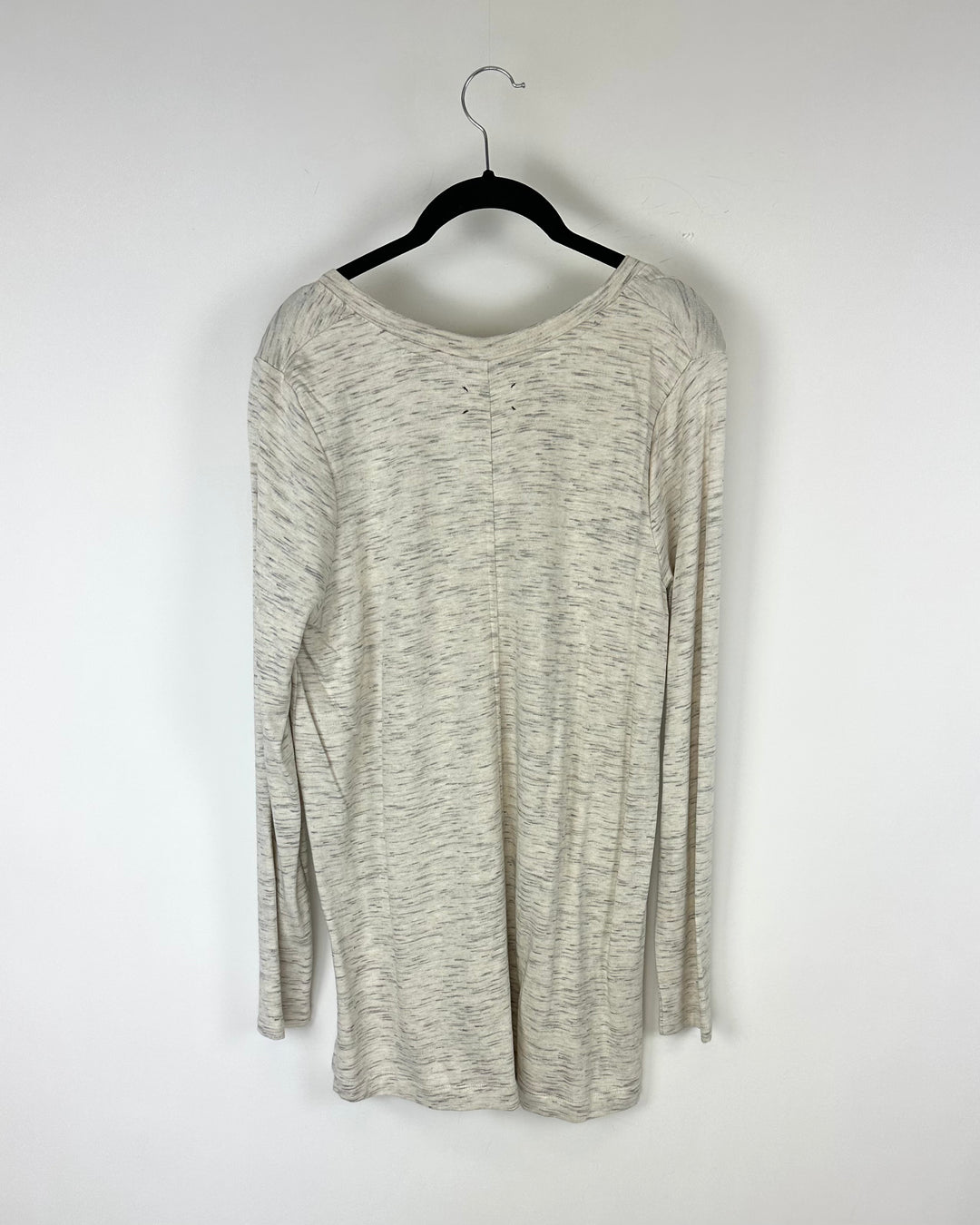 White and Grey Long Sleeve Top - Small