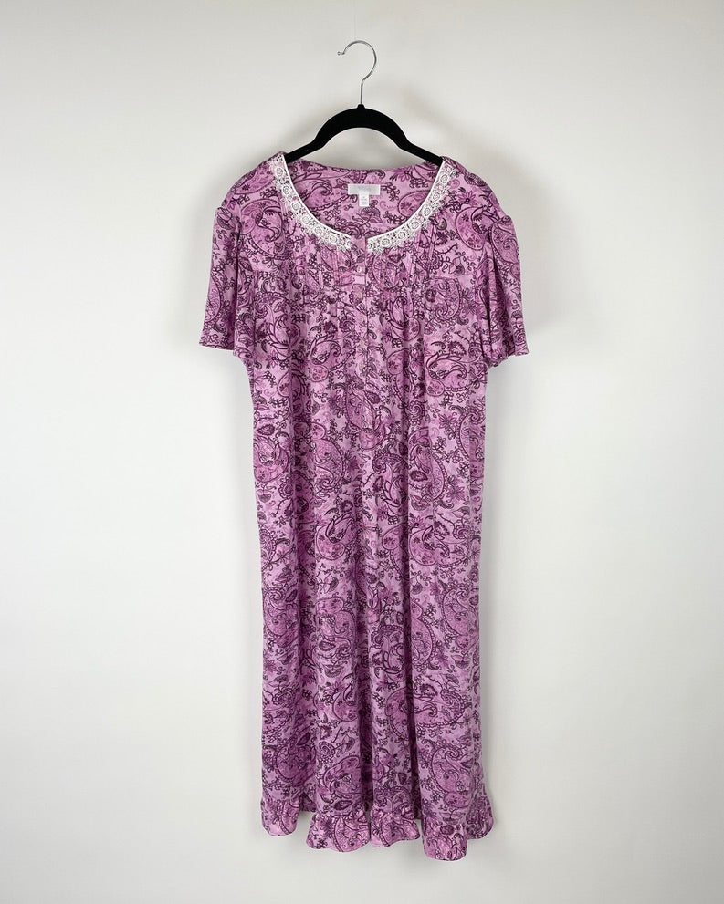 Pink Abstract Printed Nightgown - Medium