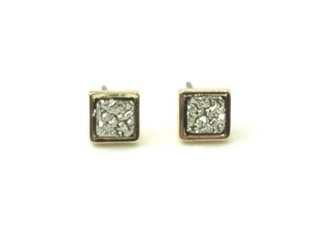 Gold Square Studs with Textured Silver Design - The Fashion Foundation - {{ discount designer}}