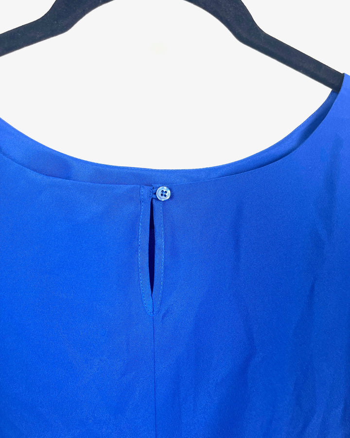 Royal Blue Blouse With Star Shaped Cutouts - Extra Small