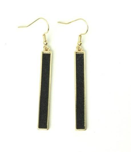 Gold and Black Rectangle Dangle Earrings - The Fashion Foundation - {{ discount designer}}