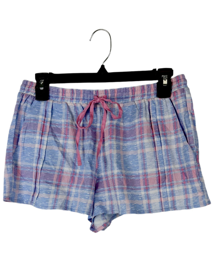 Pink And Blue Plaid Sleepwear Shorts - Small