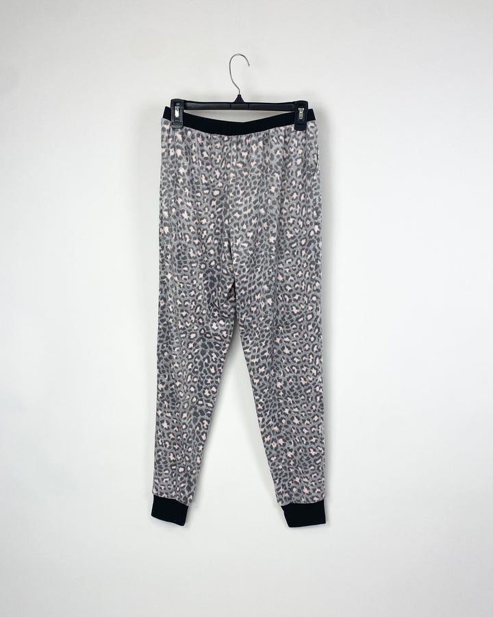 Grey Cheetah Print Pajama Pants - Small