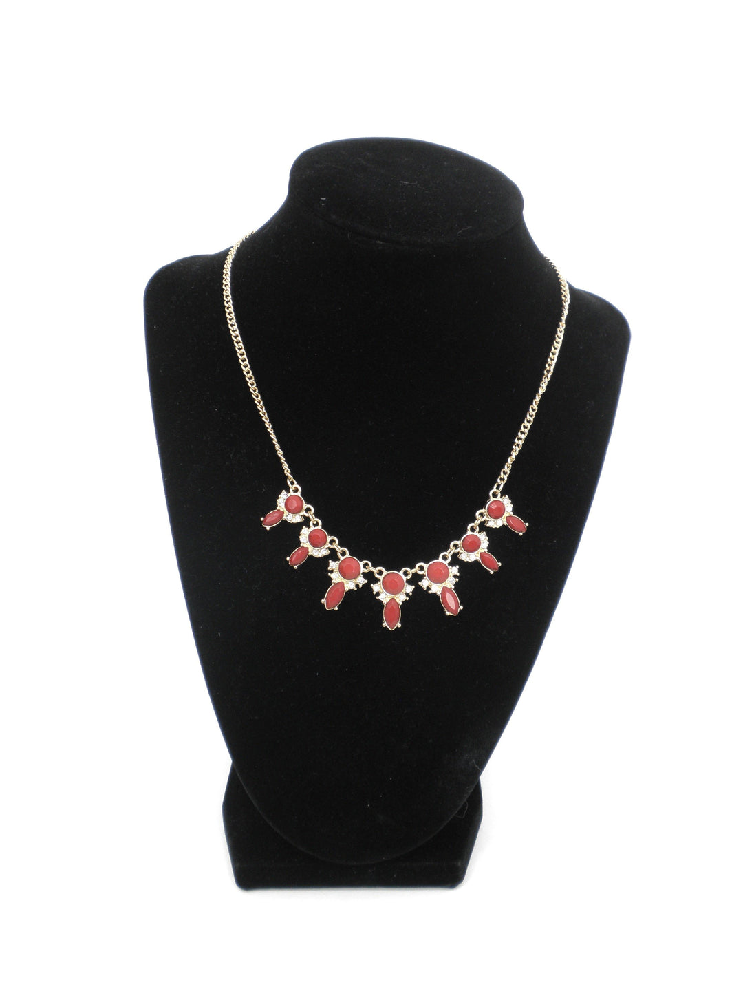 Red Stone and Crystal Necklace - The Fashion Foundation - {{ discount designer}}