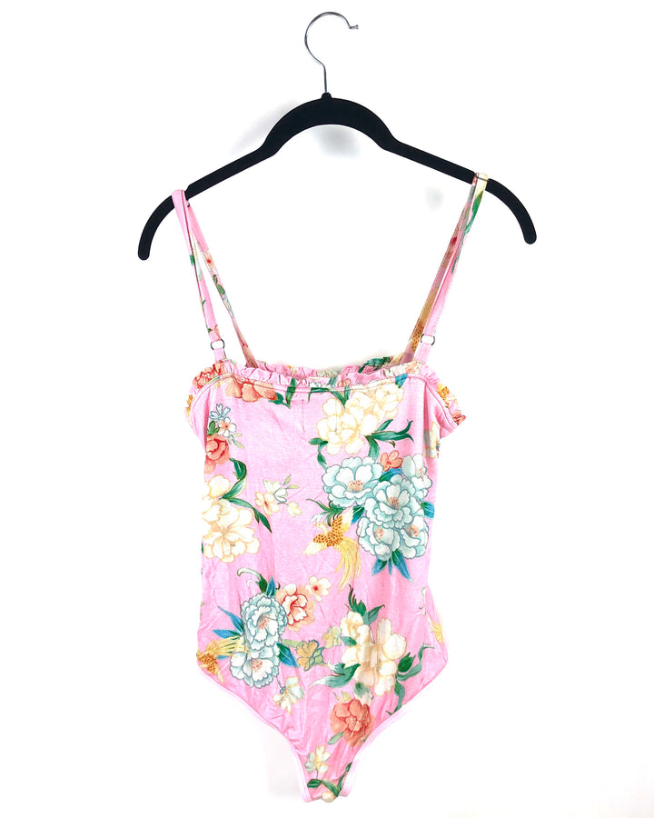 Pink Floral Bodysuit - Small