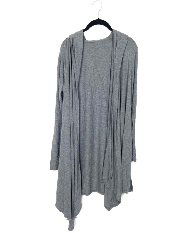 Gray Hooded Cardigan - Medium