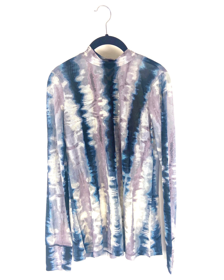 Blue and Purple Tie Dye Mesh Long Sleeve Top- Size 6/8
