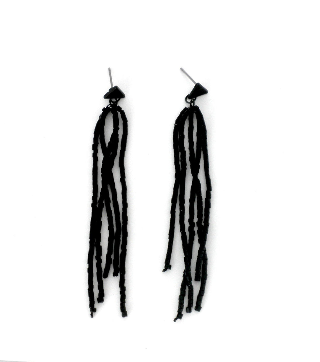 Black Fringe Earrings - The Fashion Foundation - {{ discount designer}}