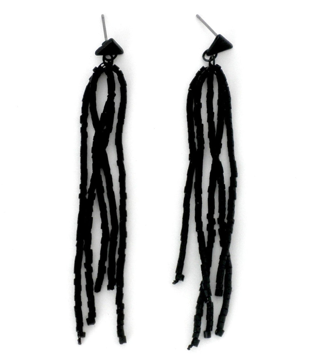 Black Fringe Earrings - The Fashion Foundation - {{ discount designer}}