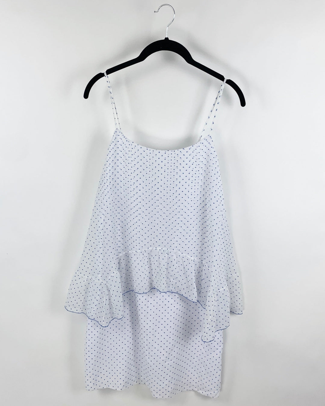 White Dress with Blue Polka Dots- Small – The Fashion Foundation White Dress with Blue Polka Dots- Small – The Fashion Foundation