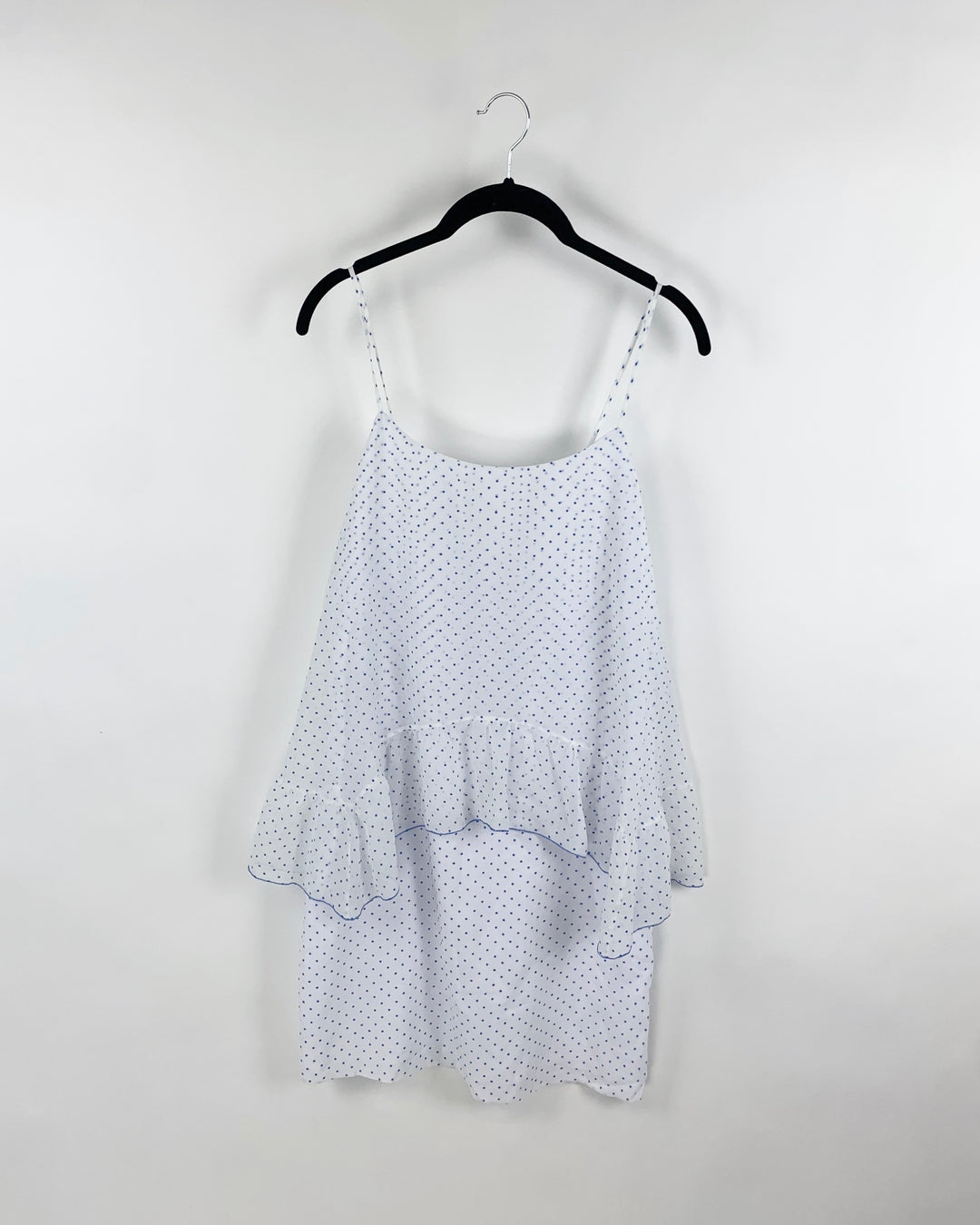 White Dress with Blue Polka Dots- Small