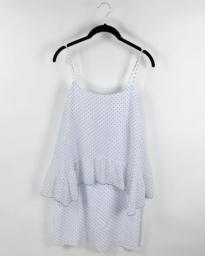 White Dress with Blue Polka Dots- Small