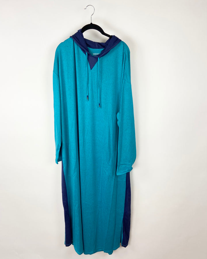 Blue Long Sleeve Lounge Dress - Size 1X