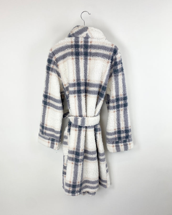 Grey And White Stripe Robe - Small
