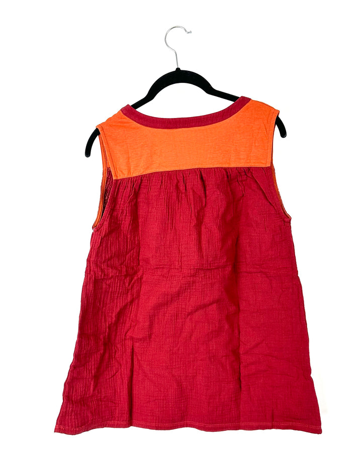 Burgundy And Rust Sleeveless Blouse - Small