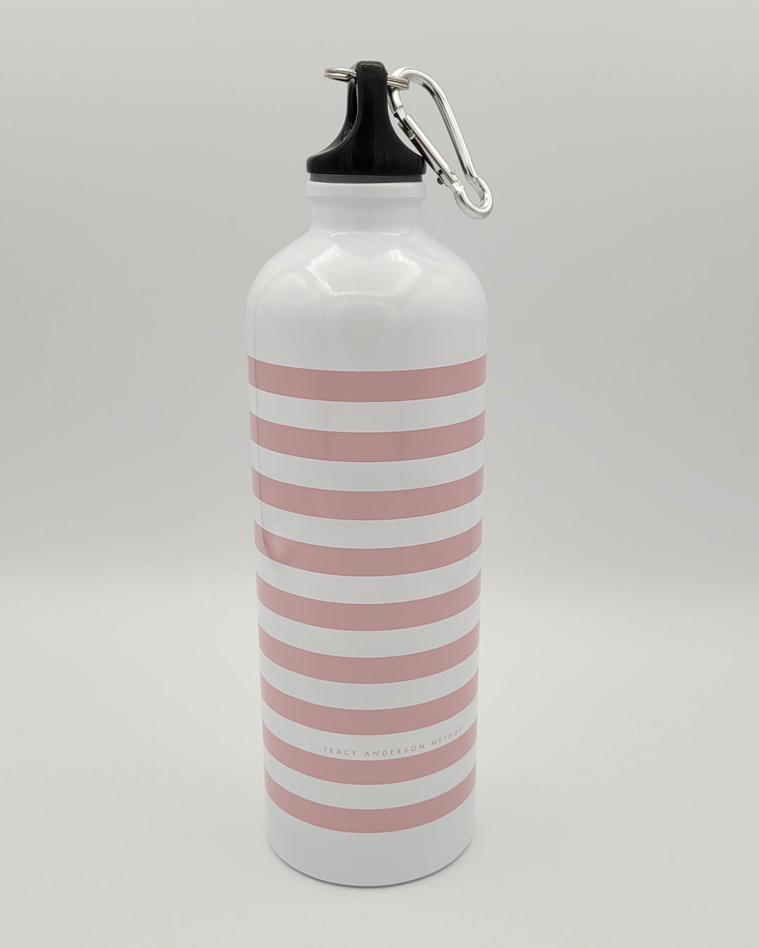 White And Pink Striped Water Bottle