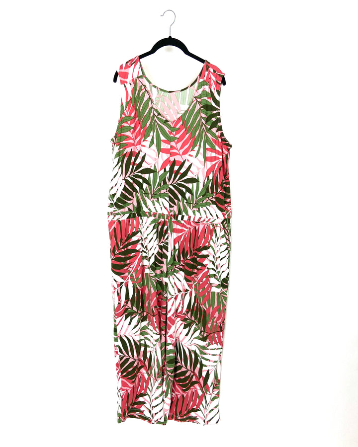 Tropical Print Tank Top Jumpsuit - Small