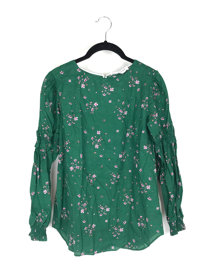 Green Floral Printed Top - Small