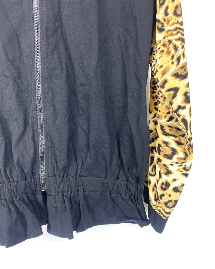 Black And Cheetah Print Jacket - Small/Medium