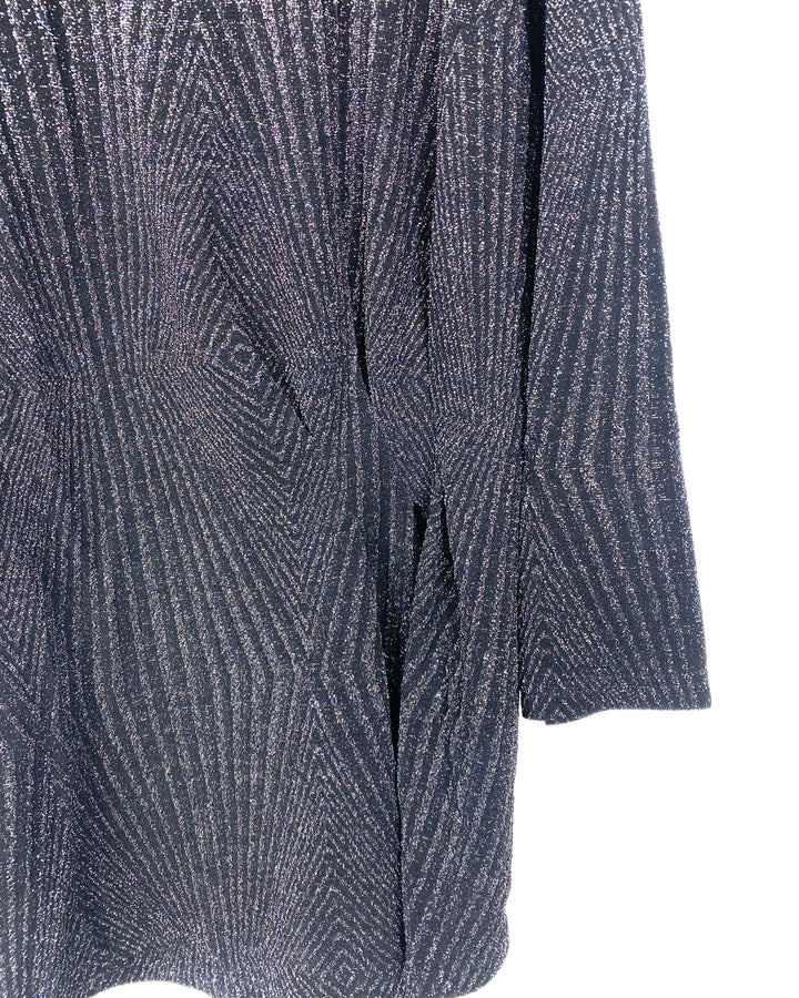 Black and Silver Metallic Rouched Top - Large/Extra Large