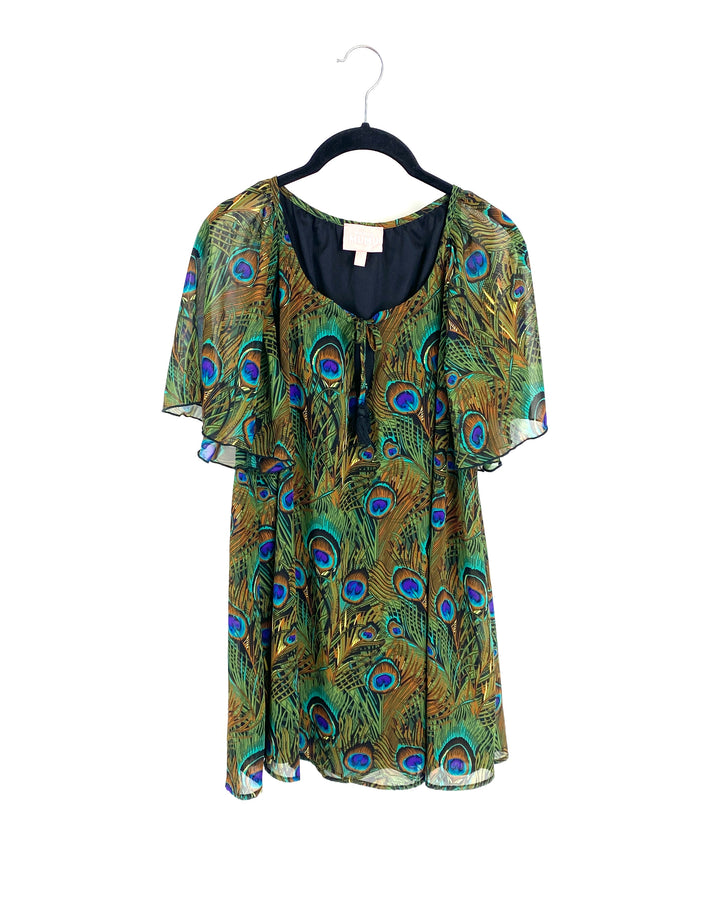 Peacock Printed Blouse - Small, Medium