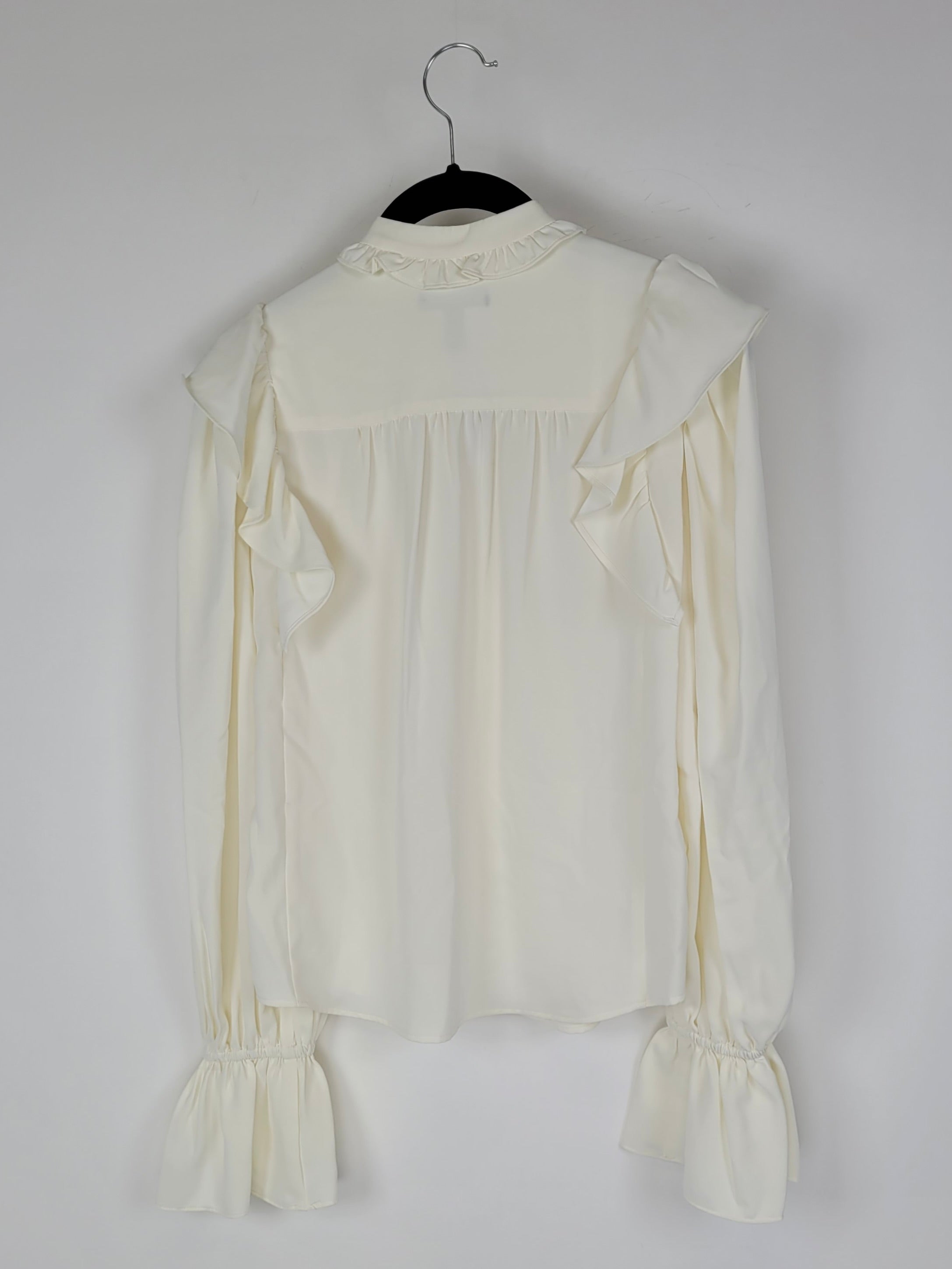 silk ruffle blouse ivory