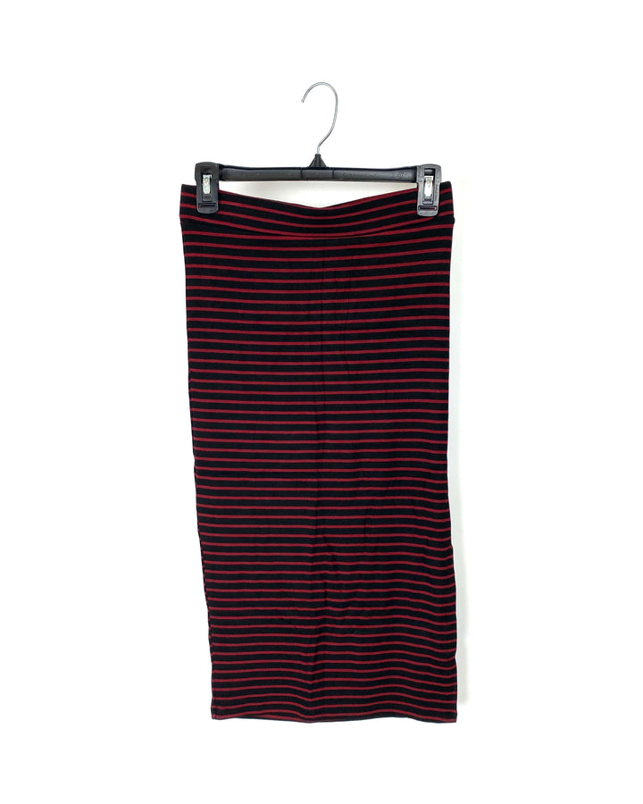 Striped Stretch Midi Skirt - Small