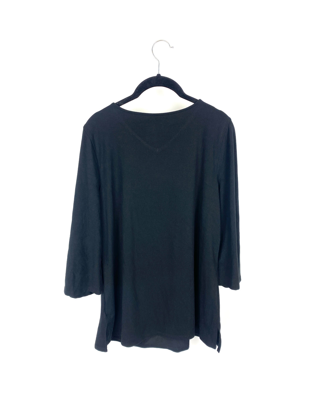 Black Floral Embroidered Top - Small/Medium