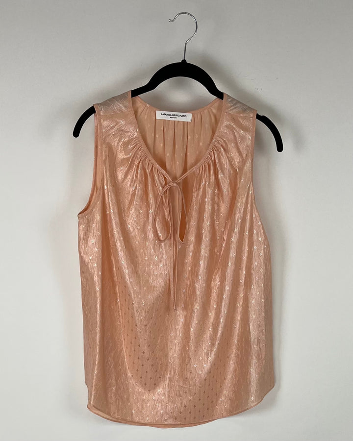 Peach Metallic Blouse - Small