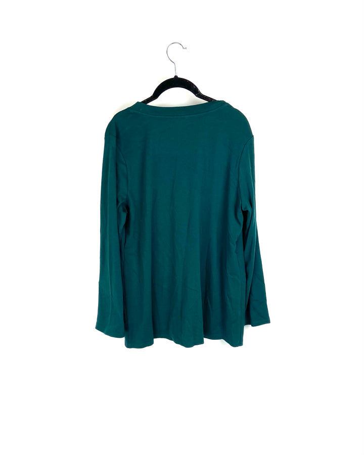 Emerald Green Button Up Top - Petite Small