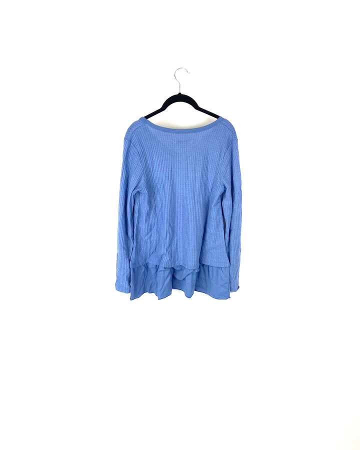 Blue Waffle Long Sleeved Top - Small