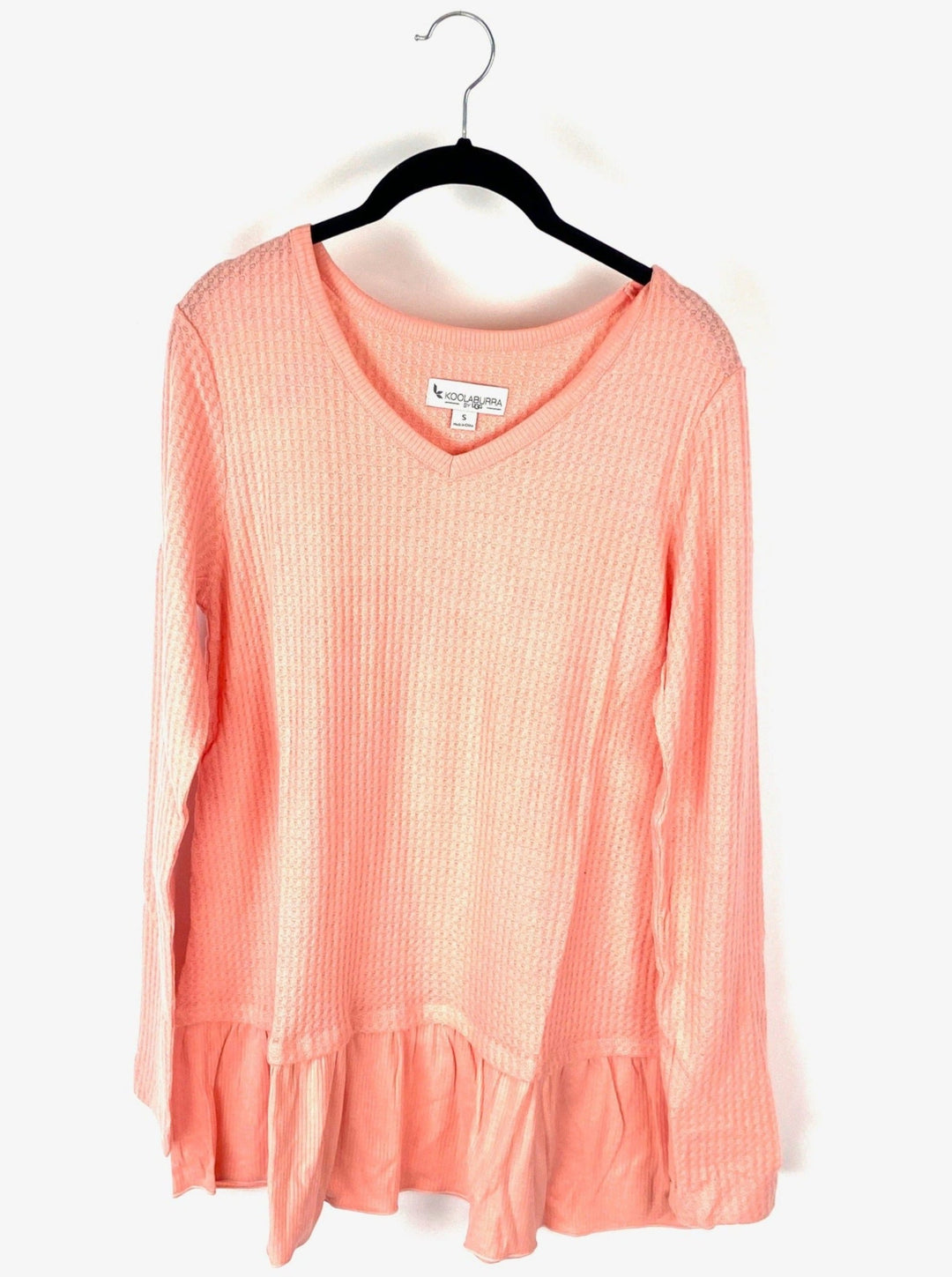 Pink Waffle Long Sleeved Top - Small