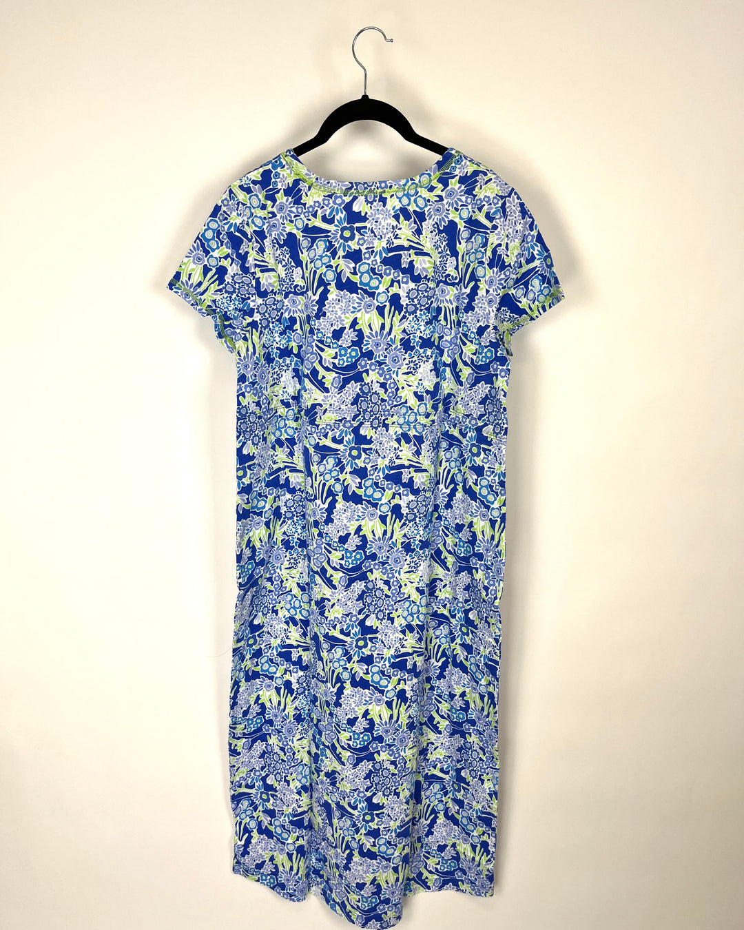 Blue And Green Floral Print Dress - Size 6/8