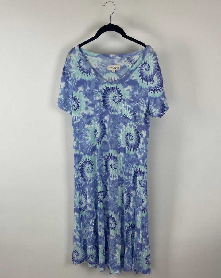 Blue Tie Dye Lounge Dress - Small