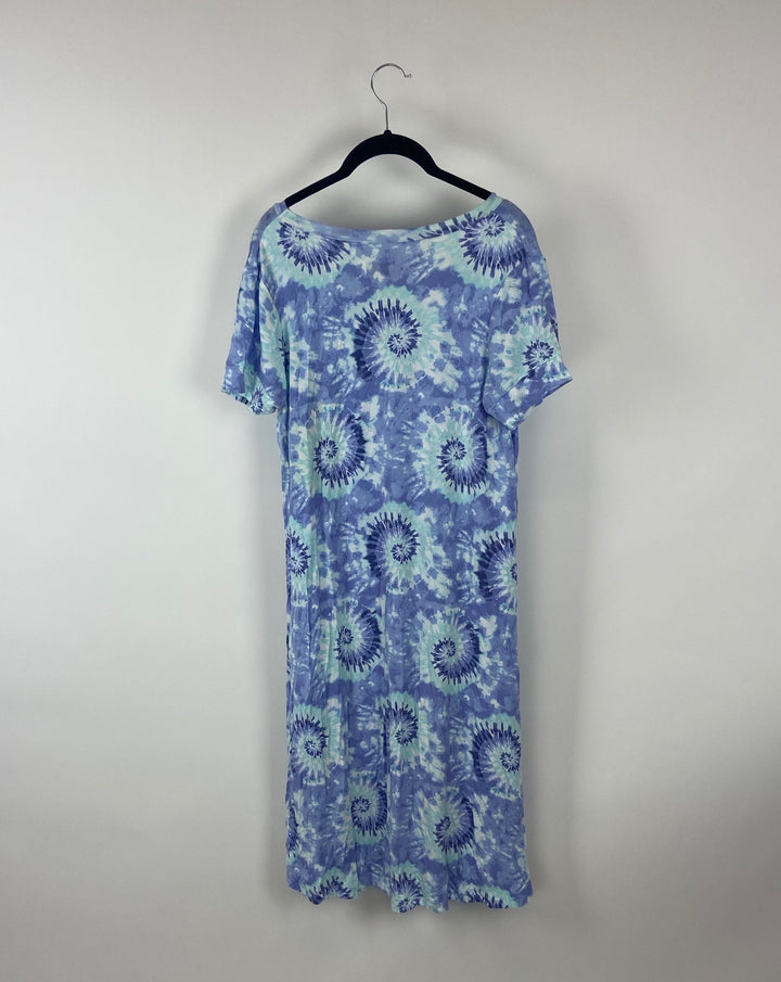 Blue Tie Dye Lounge Dress - Small