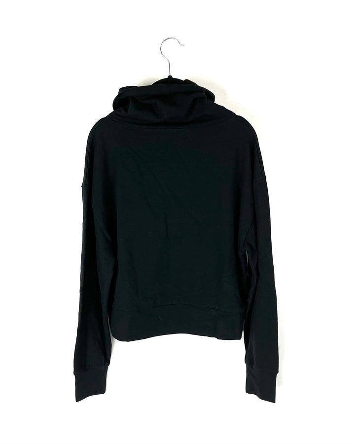 Black Cowl Neck Cropped Sweatshirt - Small
